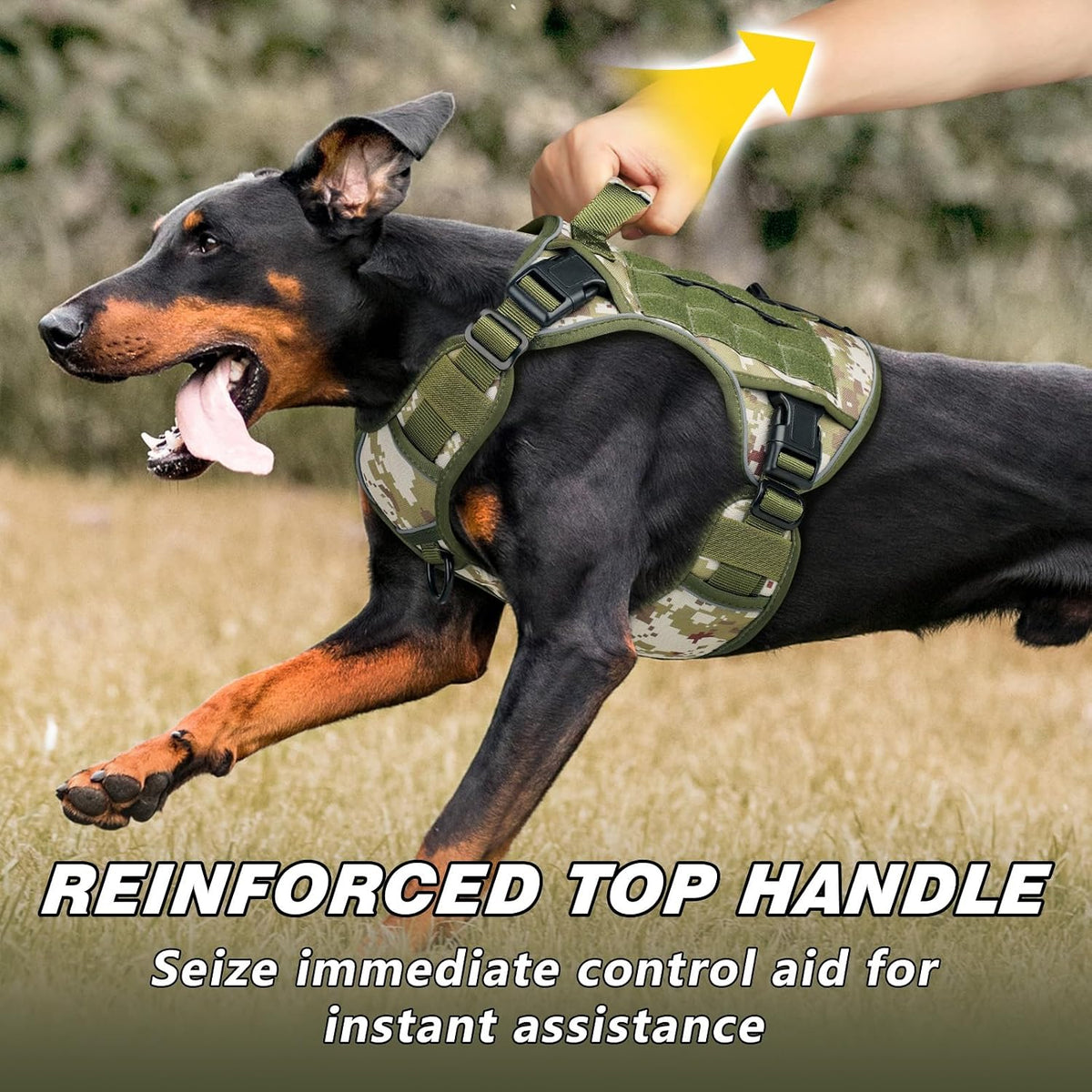 Tactical Dog Harness for Large Dogs - Green&Camo / XX-Large: 110-160 lbs (Chest:36-43",Neck:26-37") - image 2