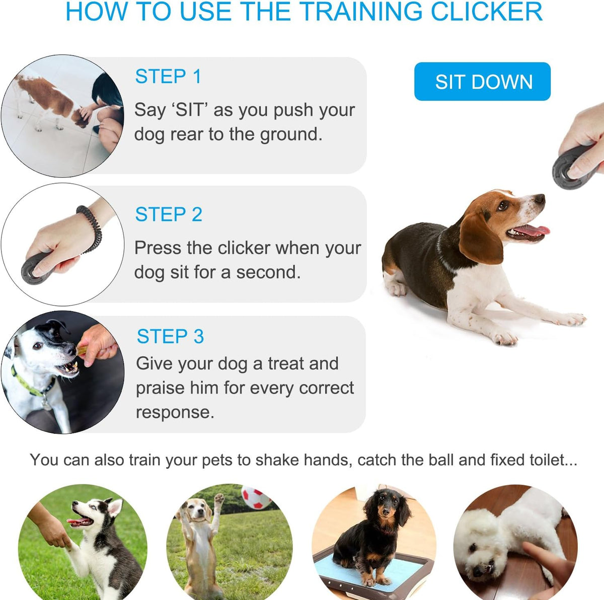 Diyife Dog Clicker for Training - Black & Yellow & Red & Blue - image 2