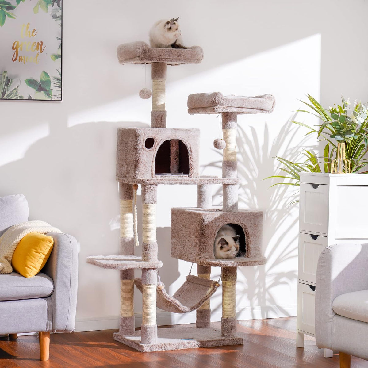 Hey-brother Cat Tree Tower with Sisal Scratching Posts - 53.7 Inches / Muchroom - image 2