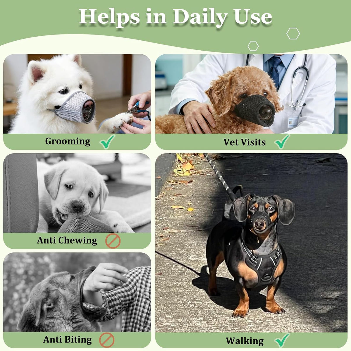Dog Muzzle, Puppy Soft Mesh Muzzles for Grooming Biting Chewing – Essentials for Dogs - Black / XXL-(Snout 10¾”-11½”) - image 4