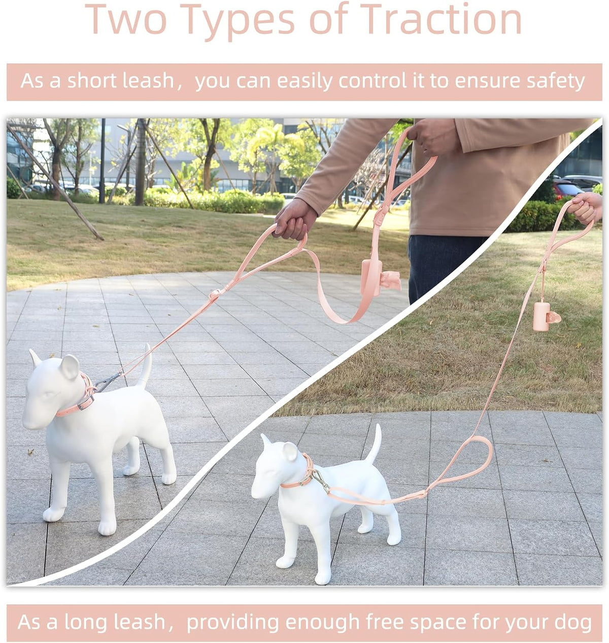 Wisedog Two Handles Dog Leash, Lilac - Gossamer Pink / M - image 4