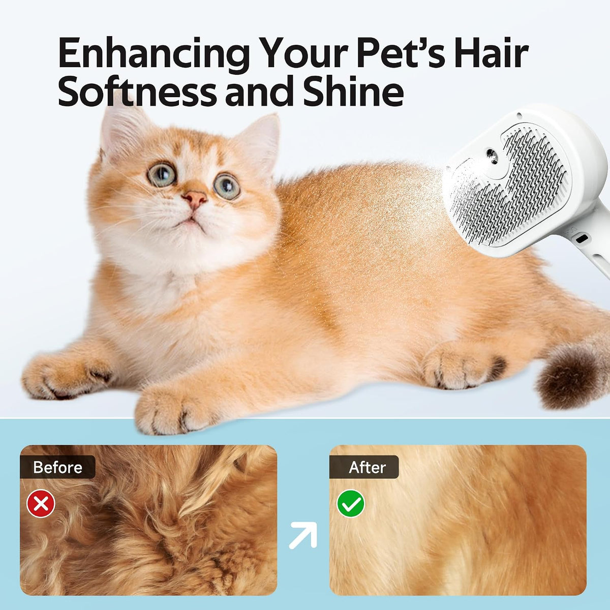 Pet Grooming Brush with Electronic Mist Spray - White - image 4