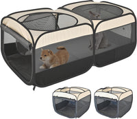2-in-1 XLarge Cat Playpen - Khaki / Rectangle / S, 46.5"L x 24.1"W x 17"H
