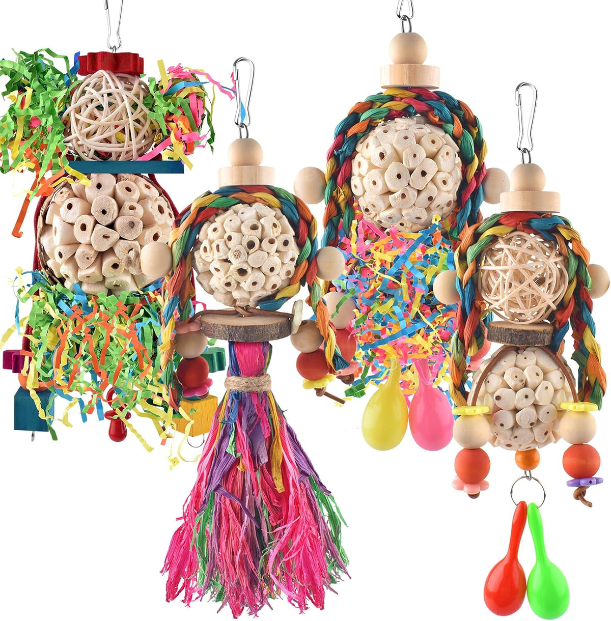 Bissap 2PCS Conure Toys, Foraging Bird Chew Sola Balls Toy for Small Parrot – Essentials for Birds - 4 PCS