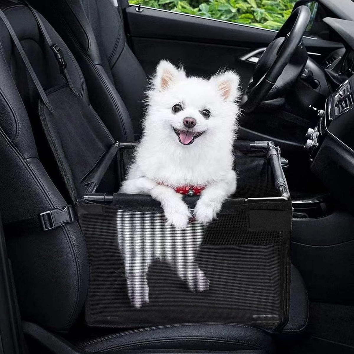 GENORTH Dog Car Seats for Small and Medium Dogs - Cationic Black / Up to 11 lb