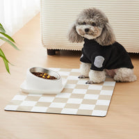 Checkered Dog Feeding Mat - 24"L x 16"W / Beige - image 2