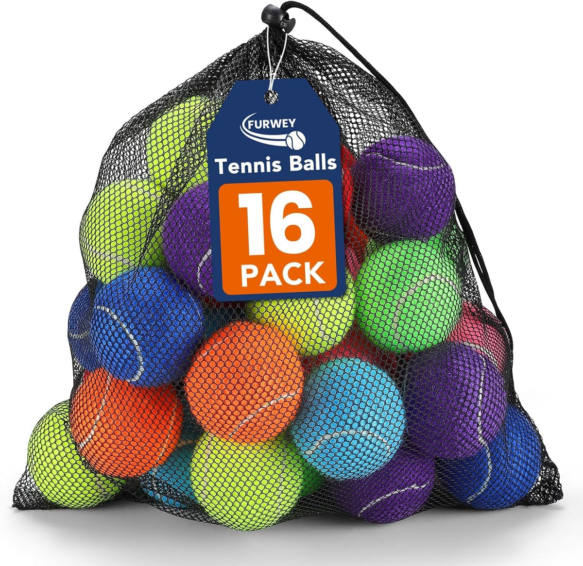 Colorful Tennis Balls for Dogs, Non Squeaky - Medium-2.5in / 16P