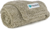 PetAmi Fluffy Sherpa Waterproof Dog Blanket for Small Pet Cat - Taupe / Small (24x32)