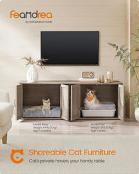 Feandrea Double Cat Litter Box Enclosure for 2 Cats, Front Entry – Essentials for Cats - Heather Griege / XXL (59"L x 19"W x 19.5"H) - image 2