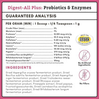 Wholistic Pet Organics Probiotics for Dogs with Digestive Enzymes & Prebiotic Fiber - 4 Oz - Daily Cat & Dog Probiotics for Digestive Health, Anti Diarrhea & Gut Support - Natural Powder Supplement