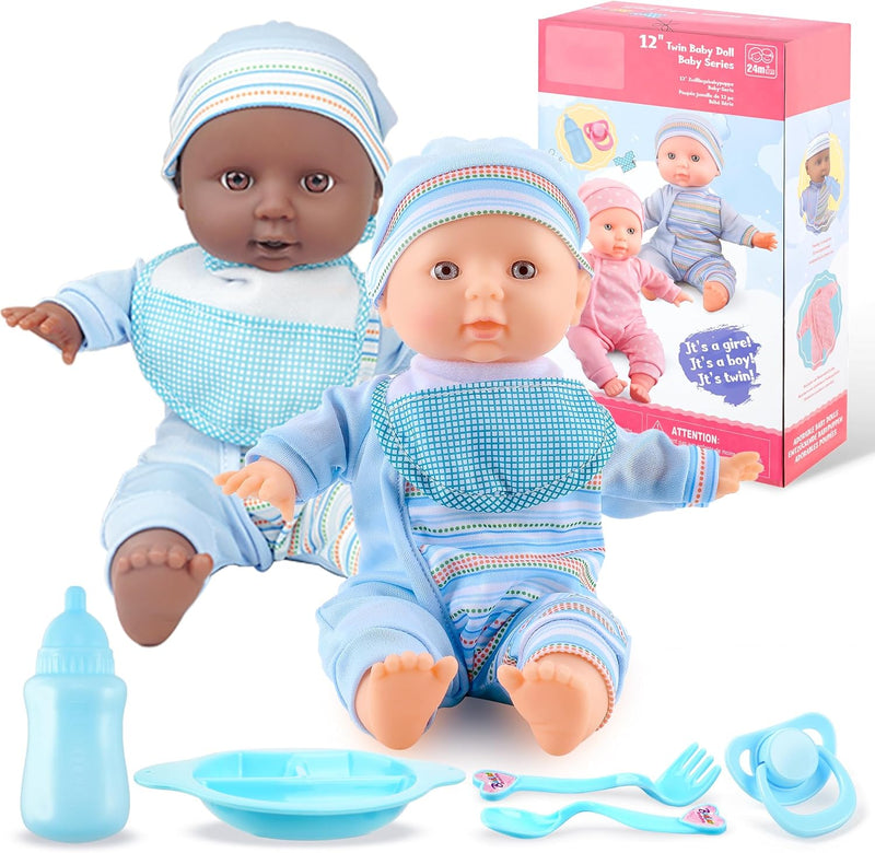 Toy Choi's Twin Baby Dolls 12 inch Soft Body Baby Doll - Blue