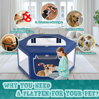 42x42 Inches Puppy Playpen with Gate - Blue / 45x45 IN Hexagonal - image 2