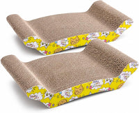 Wave Cardboard Cat Scratcher 2 Pack, 17"x8.5" Curved Cat Lounge – Essentials for Cats