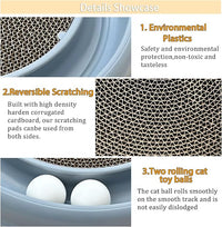 Interactive Cat Ball Track Toy for Indoor Cats, Cat Scratching Board & Exercise Set for Bored Indoor Adult and Kitten Mental & Physical Stimulation, with Spare Ball to Prevent Loss (Grey)
