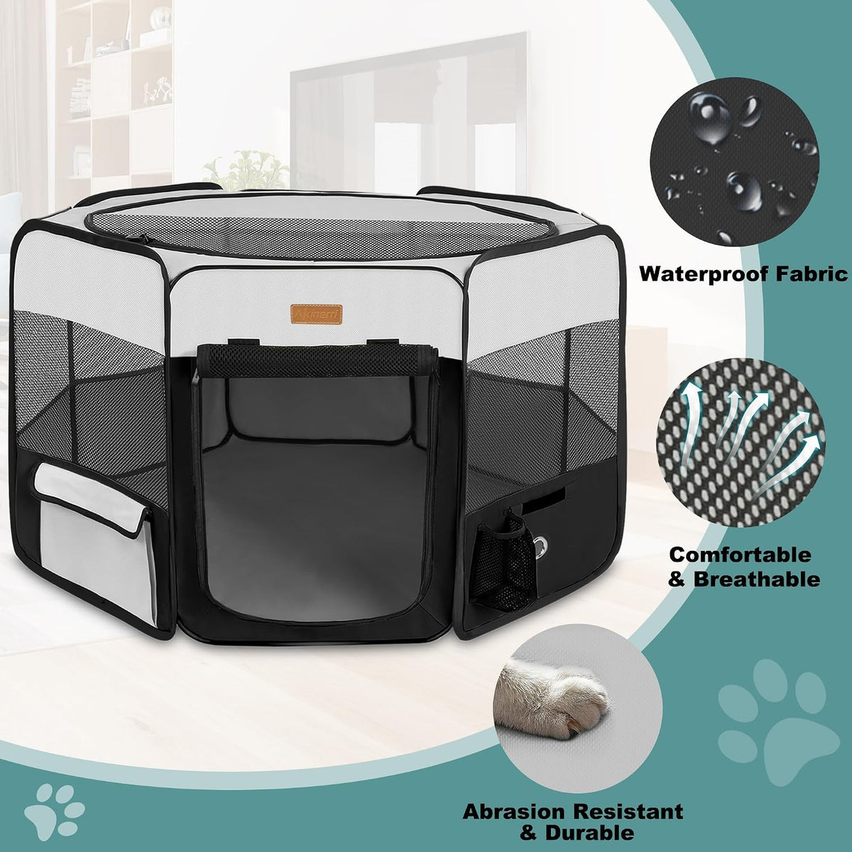 Akinerri Portable Dog Playpen - Large / Black - image 3