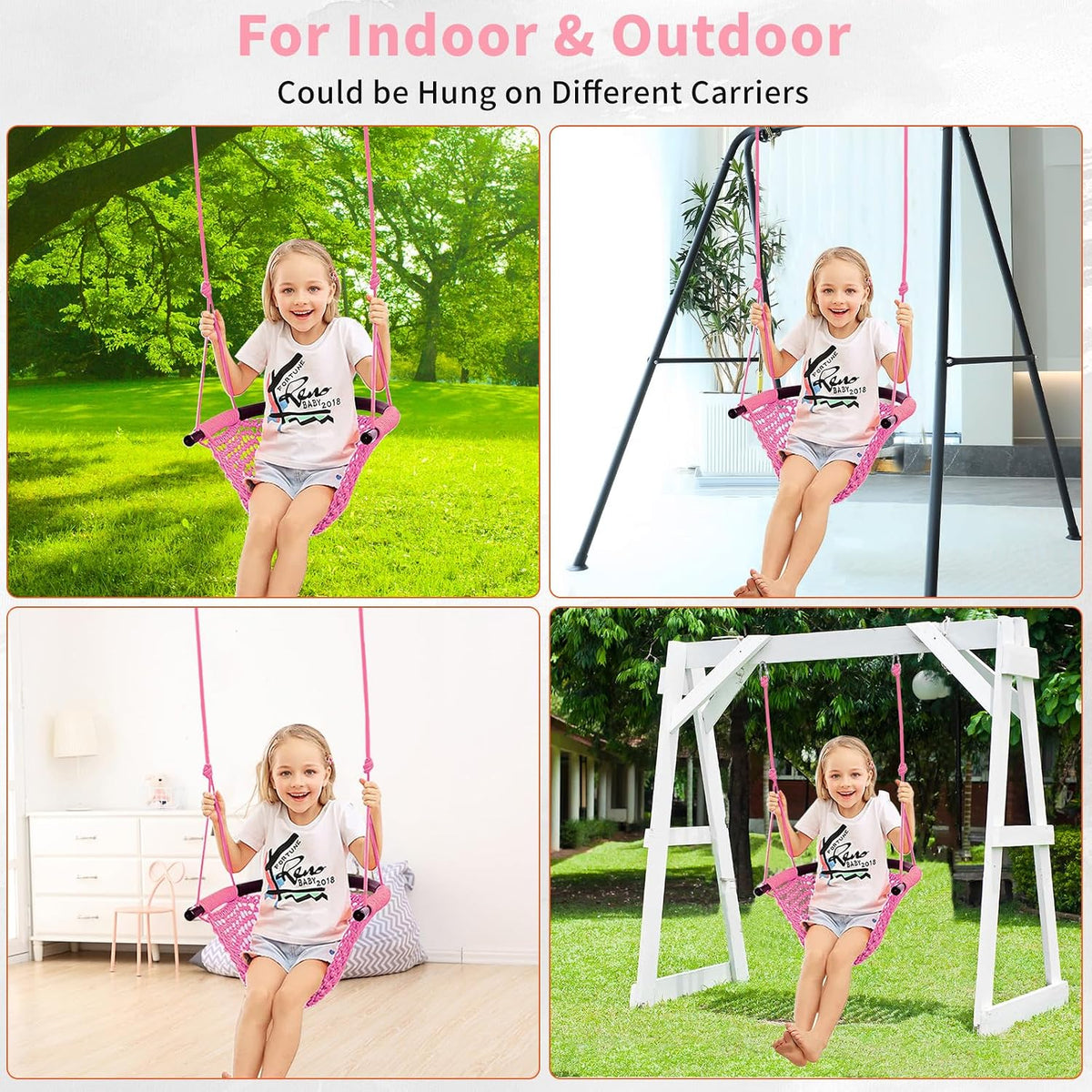 Hi-Na Tree Swing for Kids - Pink - image 3