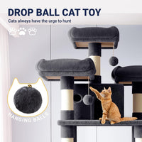 Allewie 68 Inches Cat Tree/House and Towers for Big Feline/Scratching - 82 in / Smoky Grey - image 3
