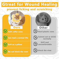 Cat Cone Collar Soft, Waterproof Cats Cones to Stop Licking After Surgery, Adjustable Soft Elizabeth Cats Collars for Wound Healing, Flower Shape Cat Recovery Collar (Yellow, Small)