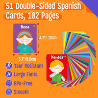 SpriteGru Spanish flashcards for toddlers with colorful cartoon images on rings - view 38