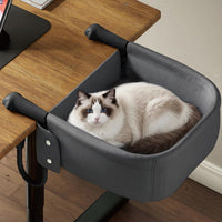 Extra-Sturdy Cat Desk Bed for Large Cats 50lbs Desk Cat Bed Attachment – Essentials for Cats - Gray
