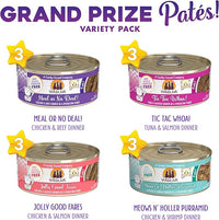 Weruva Wet Cat Food, Grand Prize Patés Variety Pack, 5.5oz Can, Pack of 12
