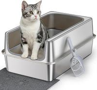 Stainless Steel Litter Box with Metal Lid and Scoop - XL-:22.8"x14.9"x9.8"