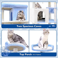Globlazer Heavy Duty Cat Trees for Large Cats, Sturdy 72in Maine Coon Cat Tree for Large Cats 20 lbs+ Heavy Duty Cat Tower for Adult Biggest Cat with 6 Scratching Posts, Hammock, S72, Ocean Blue