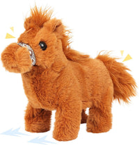 Easfan Walking Dog Toy for Kids Barking Interactive Puppy Stuffed - Horse_Dark