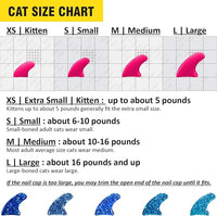 zetpo 100 pcs Cat Nail Caps | Cat Claw Covers | with Adhesives and Applicators (M, 5X Blue Glitter Shades)