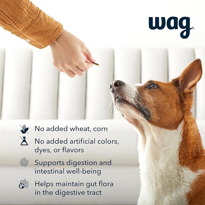 Amazon Brand - Wag Probiotic Supplement Chews for Dogs, Supports Digestive Health and Gut Flora, Natural Duck Flavor, 160 Count, Pack of 1