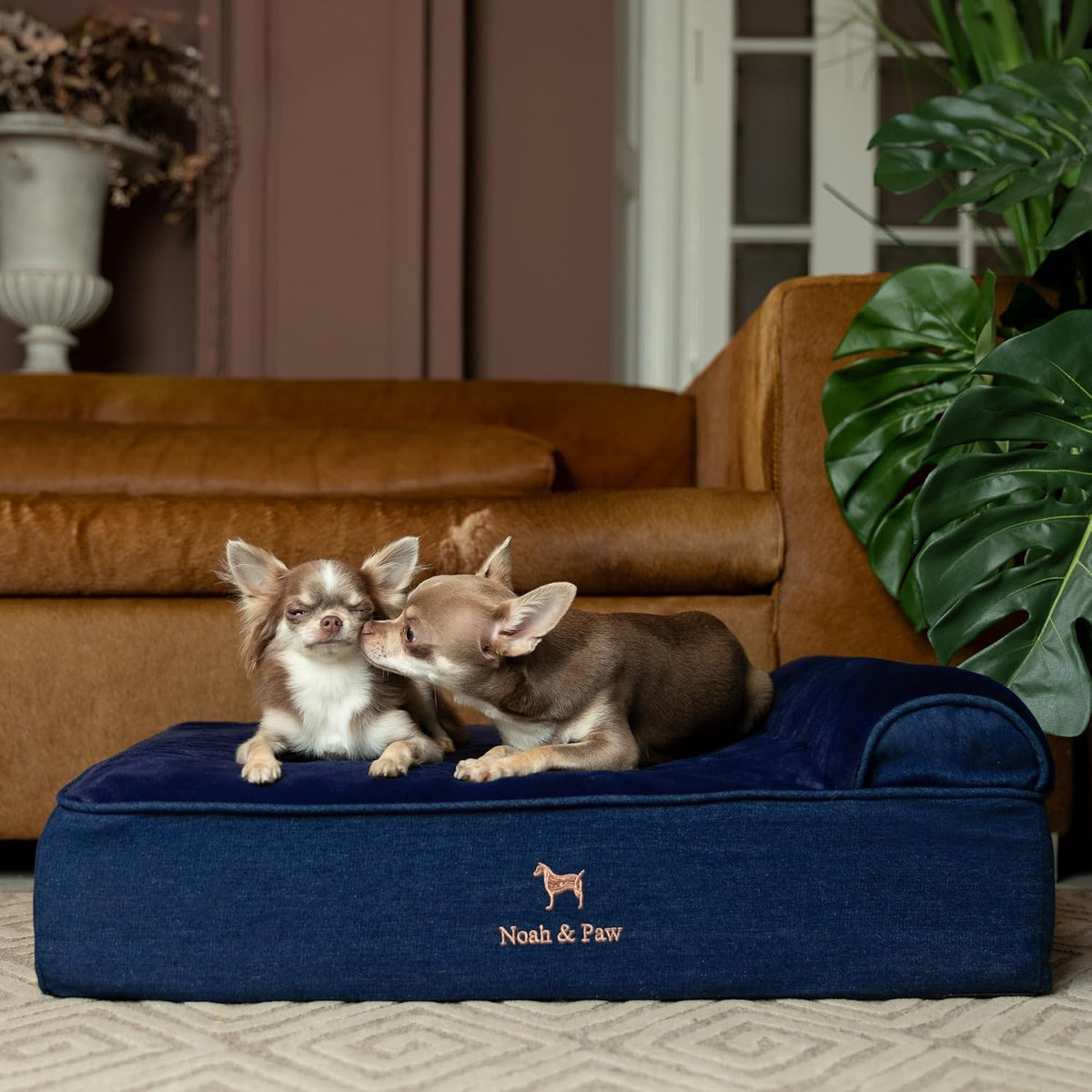 Large Dog Bed Orthopedic Memory Foam Cooling Gel 35x25x8.7 in – Essentials for Dogs - Dark Blue - DE / Medium - image 2