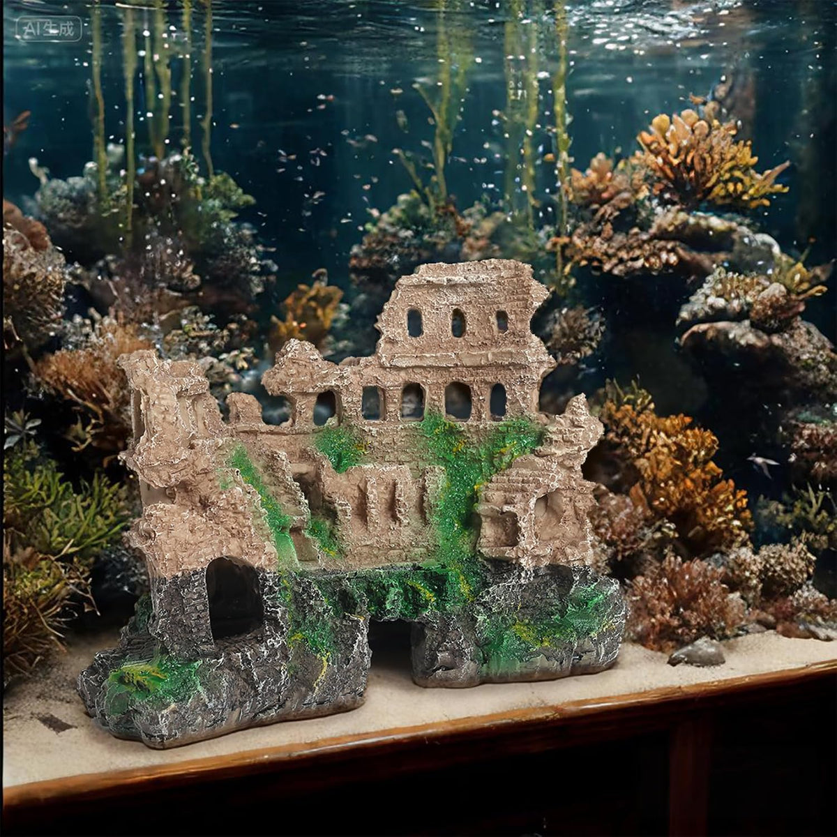 Minimalist Thinker Statue, Fish Tank Decor - Roman Column Ruins - image 2