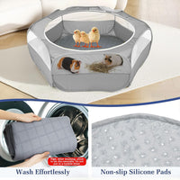 Pawaboo Small Animal Playpen, Waterproof Portable Pet Cage Tent - U-Gray+Gray / 1 - image 4