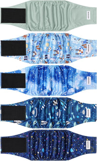5 Pack Dog Diapers Male, High Absorbing Dog Wraps - Medium / Star