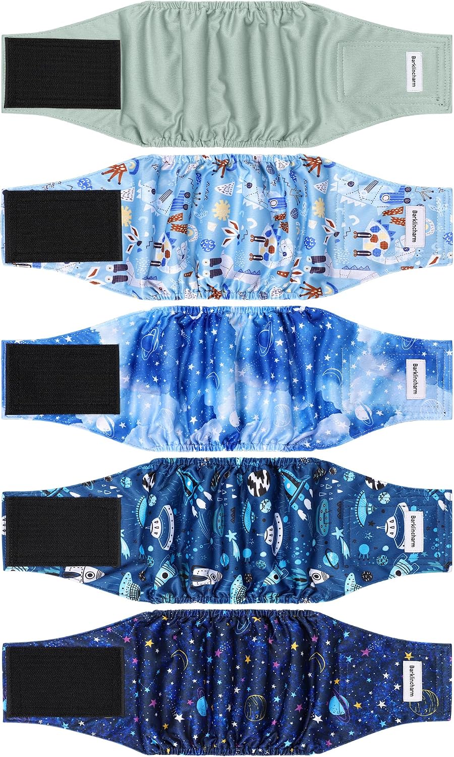 5 Pack Dog Diapers Male, High Absorbing Dog Wraps - Medium / Star