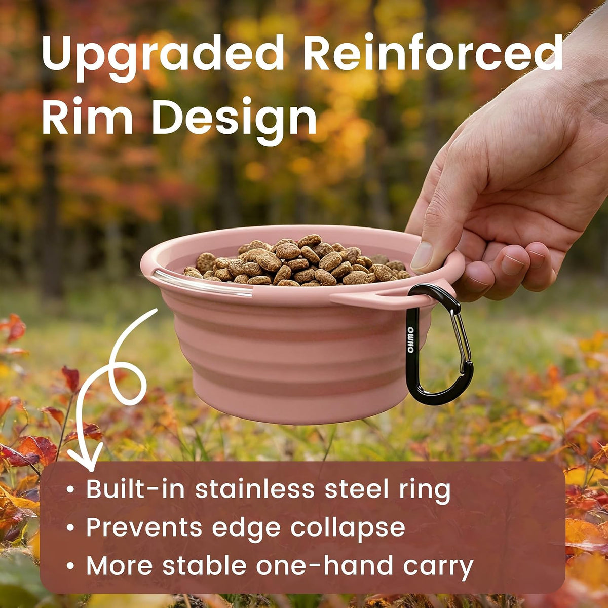 OHMO Collapsible Dog Bowls for Pet Travel, Coral&Brick Red - Steel 2x12oz / Erythrinus&Coral - image 3