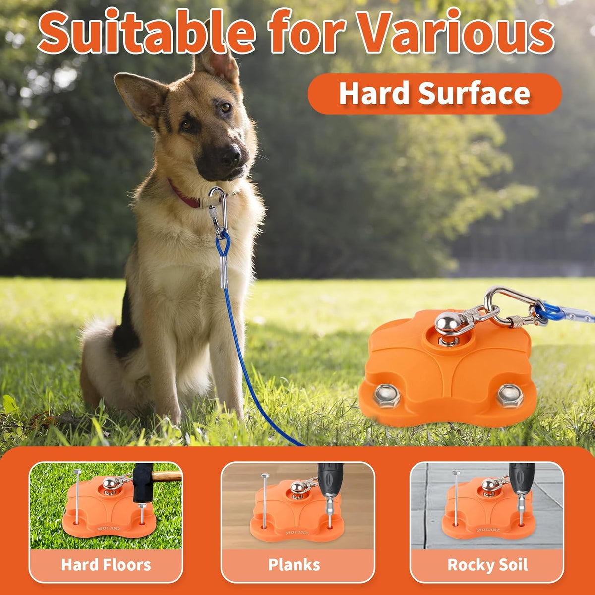 Heavy Duty Dog Tie Out Stake for Outside - Dog Stake + No Cable/200lbs - image 3