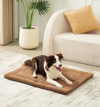 Made4Pets Dog Crate Pad Bed for Large Dogs, Washable & Reversible, Anti-Slip Kennel Mat for Cozy Sleeping, Soft Fluffy Dog Bed for Indoor & Outdoor Use, 44"x32", Brown
