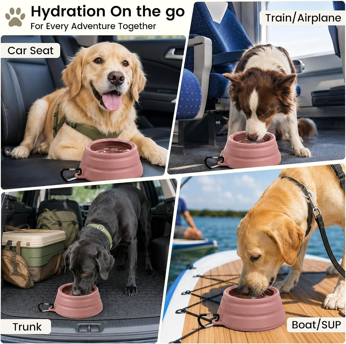 OHMO Spill Proof Collapsible Dog Bowl - 34oz / Coral - image 3