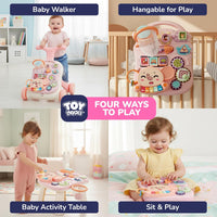 TOY Life 3-in-1 Baby Push Walker & Activity Center, 12+ Months - Pink - image 2