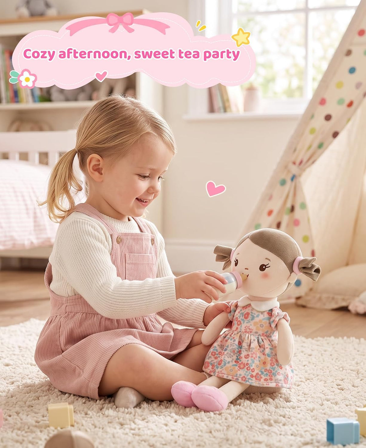 GAGAKU soft baby doll in a floral print rag doll style for toddlers - view 19
