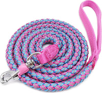 Reflective Dog Leash 2/3/4/6/10ft Braided 1/2" Strong Nylon Rope – Essentials for Dogs - 6ft * 1/2" / Pink