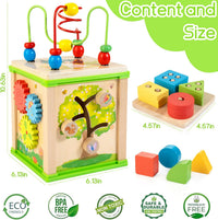 WOODMAM Wooden 7-in-1 Activity Cube - Green - image 4