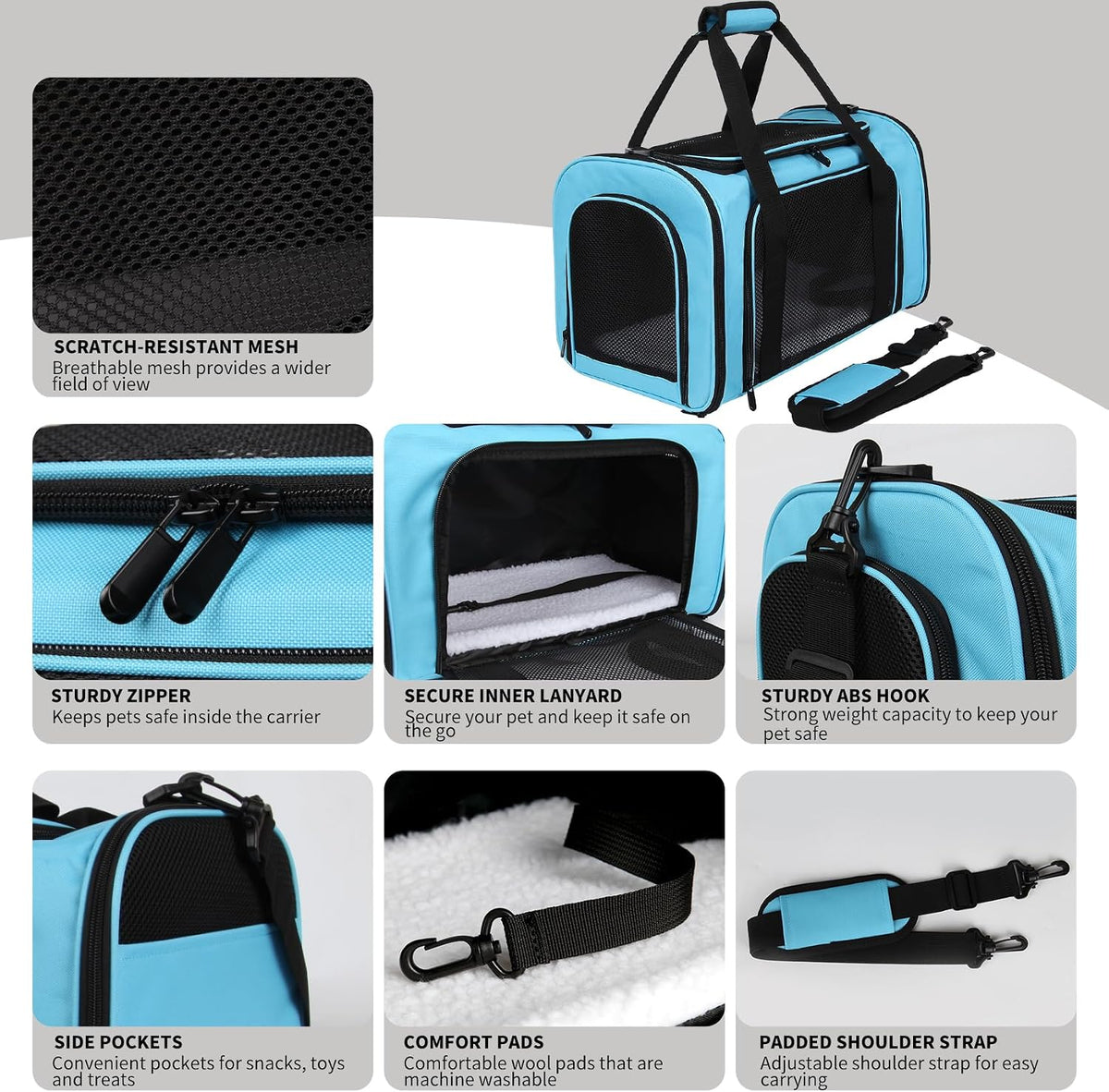 Cat Dog Carriers Soft-Sided - 17.0"L x 11.0"W x 11.0"H / blue - image 3