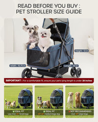 Dog Stroller for Large & Medium Dogs, for 2 Small Dogs – Essentials for Dogs - Navy Blue - image 3