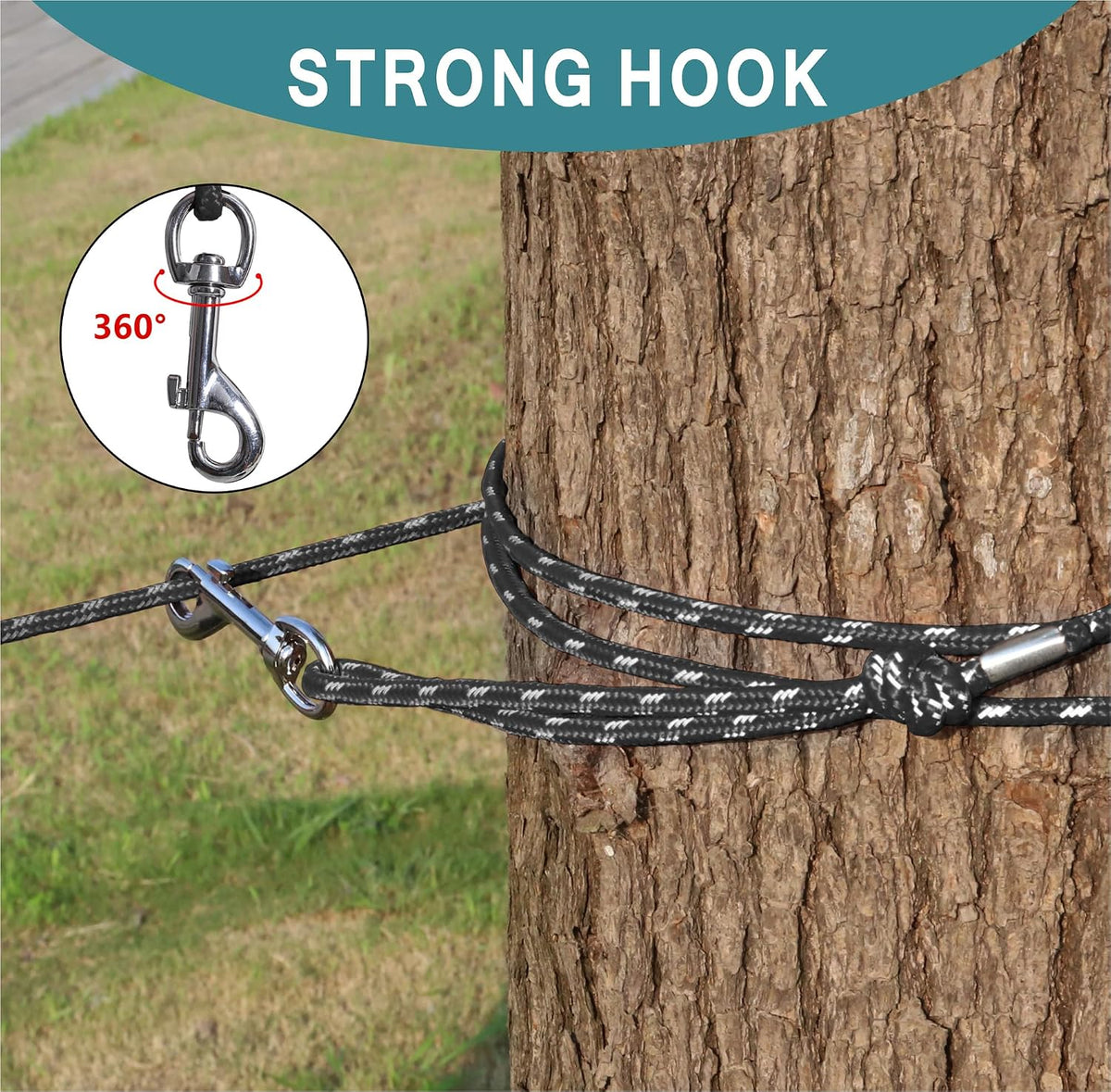 Reflective Cat Leash 50FT Cat Cable Out Escape Proof Walking Leads - 50FT / Black - image 4