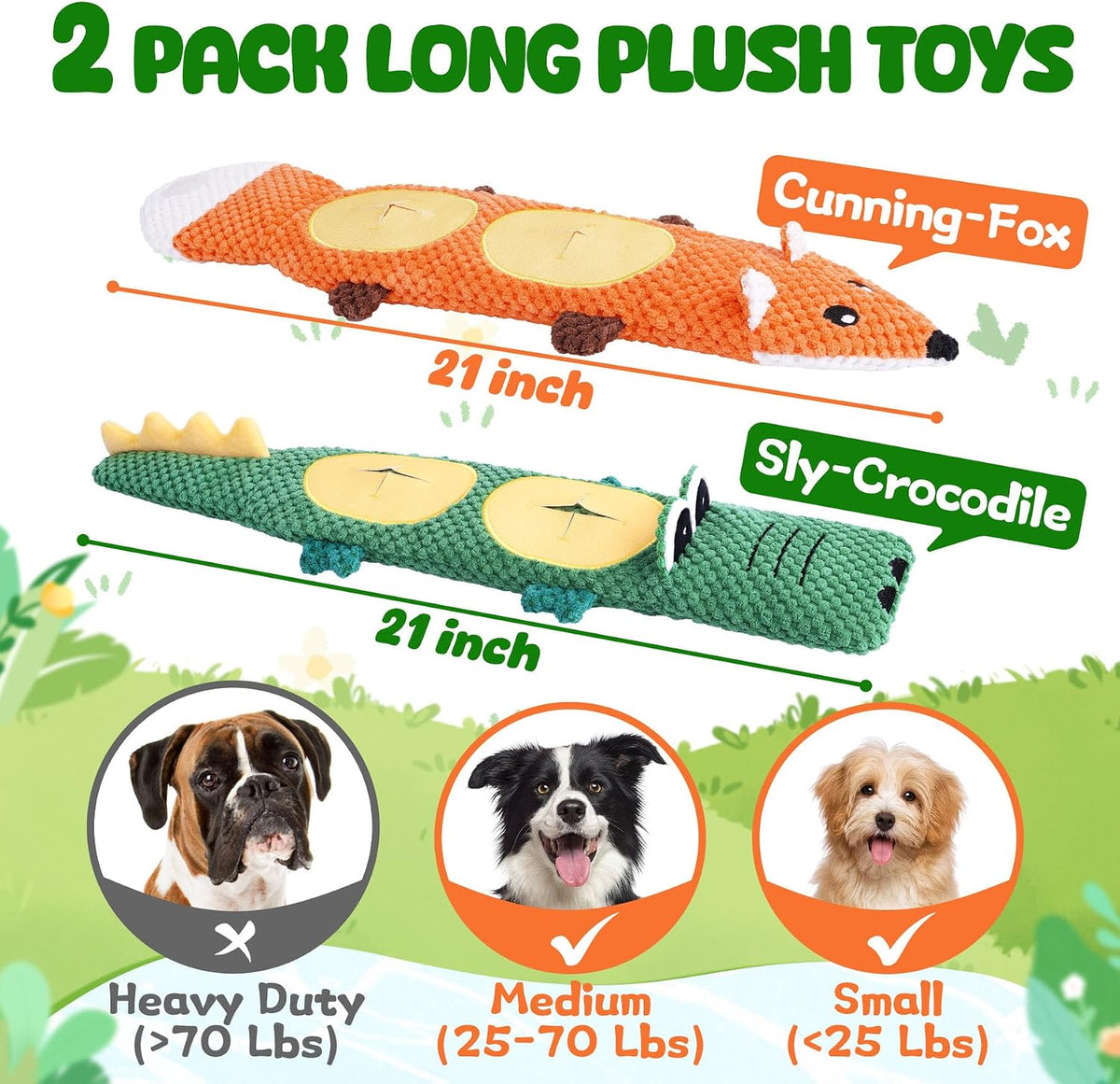 XIUGOAL Tough Dog Toys for Chewers - Fox-Crocodile - image 2