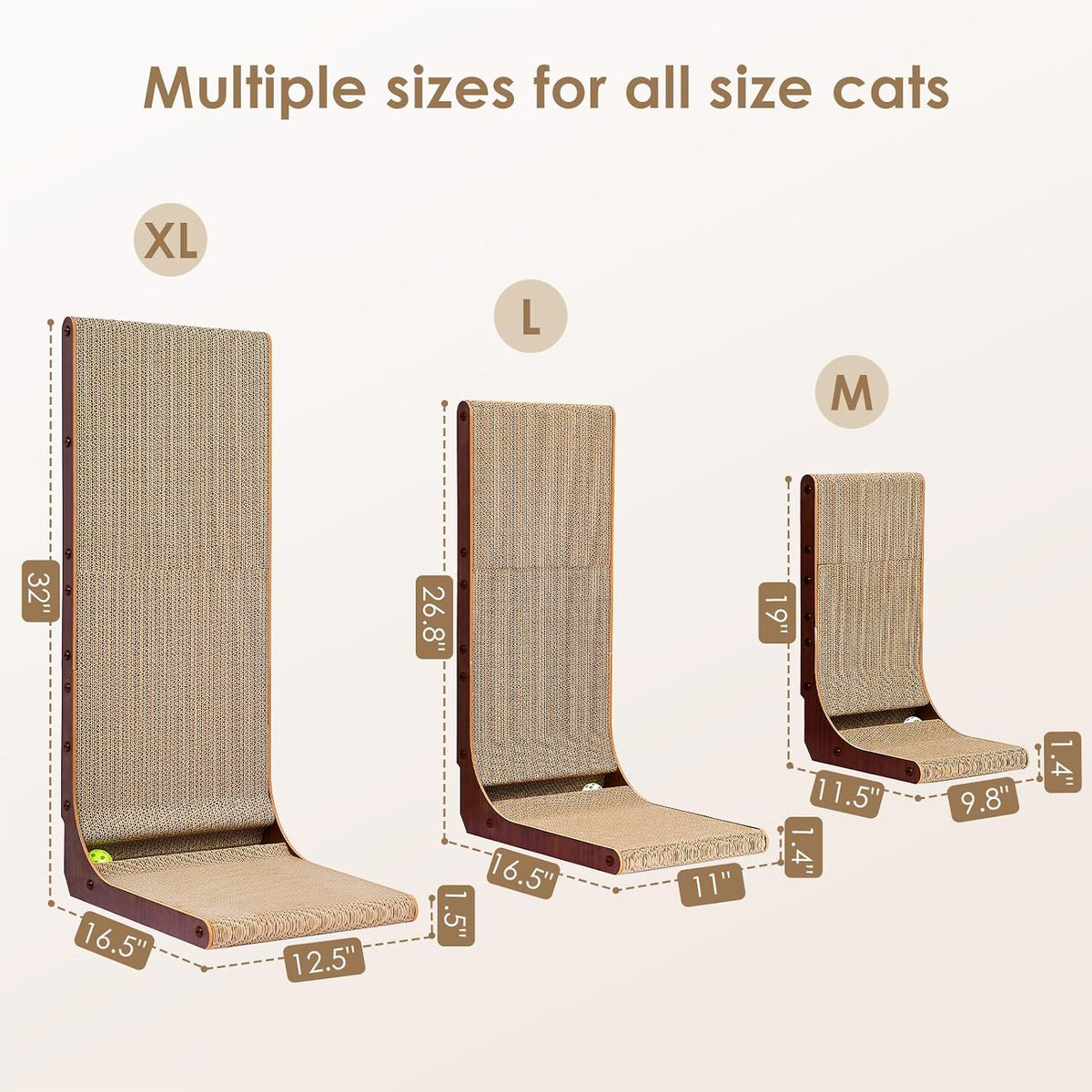EHEYCIGA Cardboard Cat Scratcher for Indoor Cats - Dark Brown / 16.6x11.2x26.8 - image 3