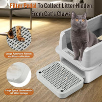Cat Litter Box Ramp Mat with Filter Function, Cat Step Pedal Stool for Self-Cleaning Litter Box, Easy to Clean, Ideal for Kitten & Elderly Cats (Light Grey)