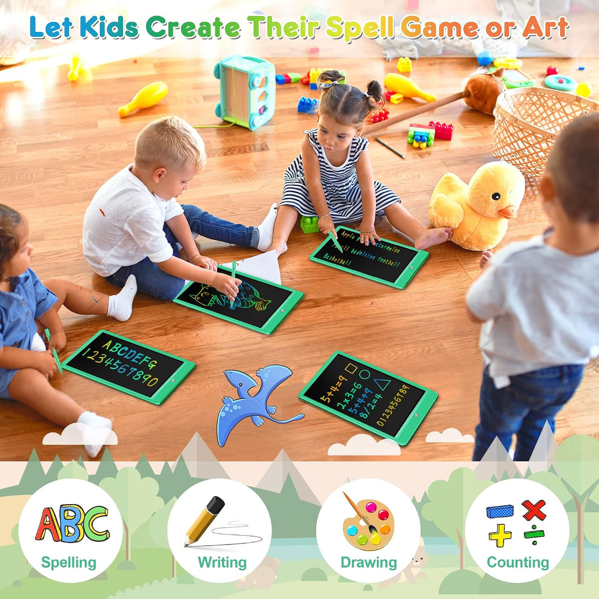 FLUESTON LCD Writing Tablet for Kids - 11"W x 7.5"H / Wonderful Green - image 3
